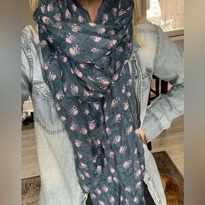 Unbranded | blue scarf with pink skeleton detail